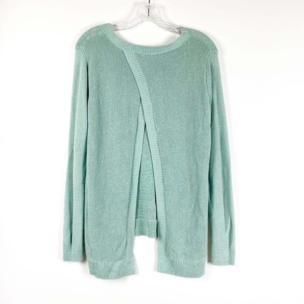 Loft Mint Green Split Back Cable Knit Sweater Pul… - image 8